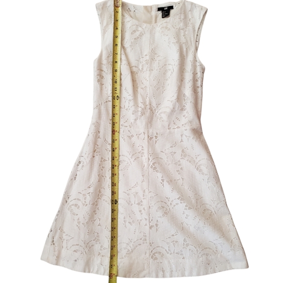 H&M SZ 4 Cream White Lace Overlay Midi Dress - Picture 7 of 8